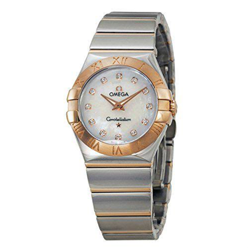 Omega Constellation Silver-Rose Gold Pearl Screen Jewel Index