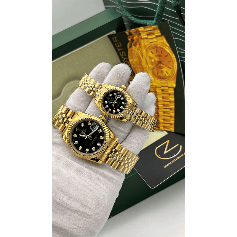 Rolex Datejust Golden Black Screen Diaomnd Index