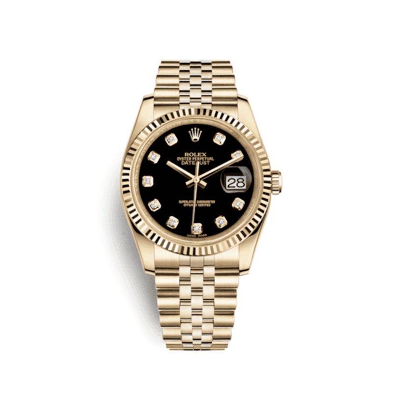Rolex Datejust Golden Black Screen Diaomnd Index Thumb