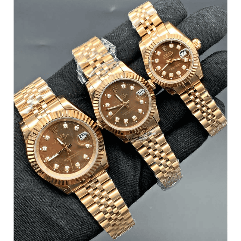 Rolex Datejust Rose Gold Cafee Screen Diamond Index