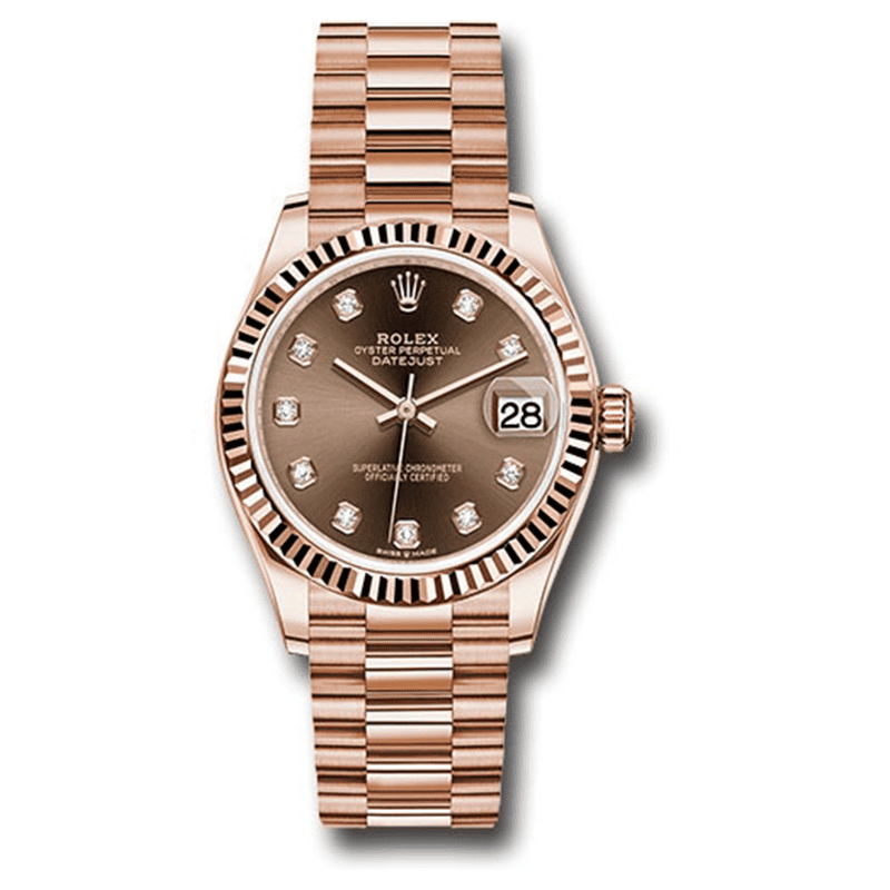Rolex Datejust Rose Gold Cafee Screen Diamond Index