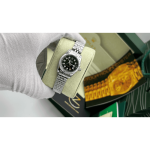 Rolex Datejust Silver Black Screen Diamond Index
