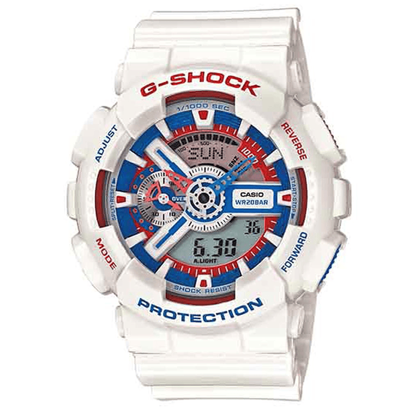 Casio G-Shock GA-110LR White Red Blue Screen