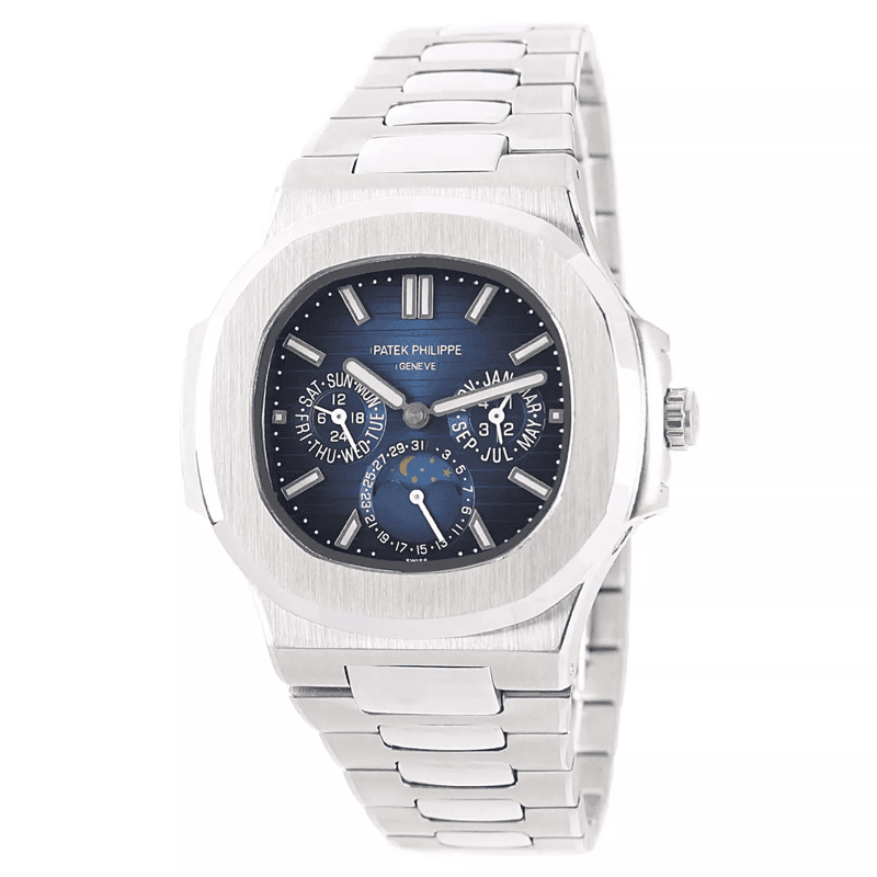 Patek Philippe Nautilus Perpetual Silver Blue Screen