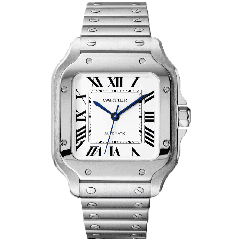 Cartier Santos Full Silver White Screen
