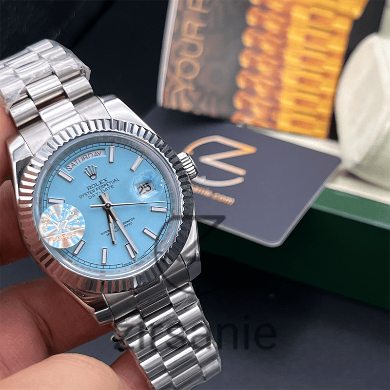 Rolex Day Date Silver Tiffany Line Index