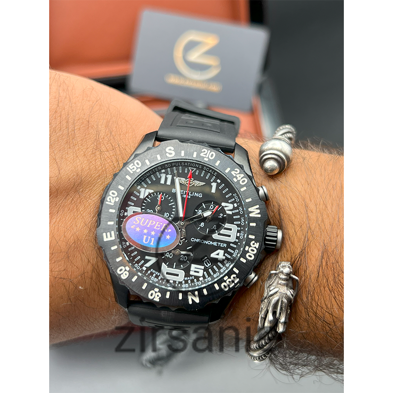Breitling black rubber strap chronograph