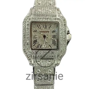 ساعت مچی زنانه کارتیر فول نگین سیلور - Cartier Full Diamond Silver