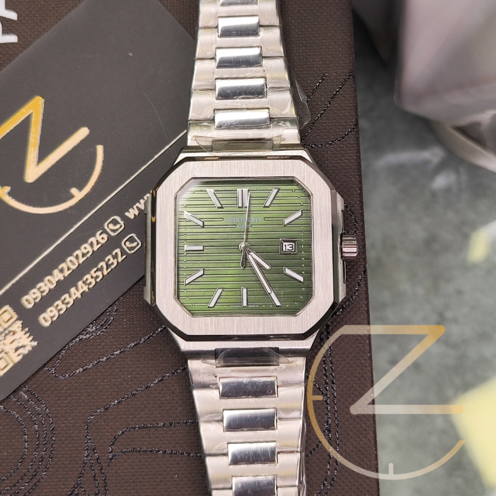 ساعت مچی پتک فیلیپ کوبیتوس سیلور صفحه سبز Pattek Philippe Cubitus Silver