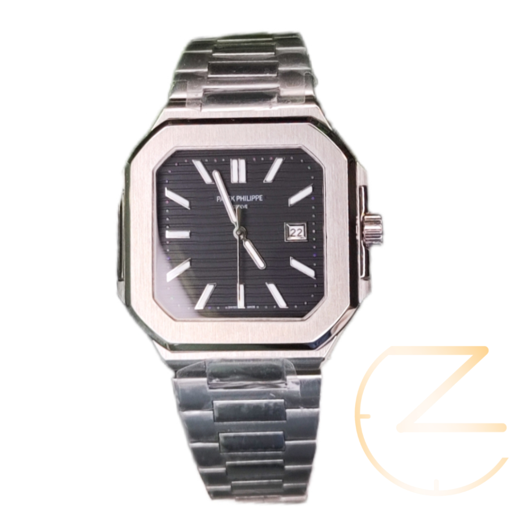 ساعت مچی پتک فیلیپ کوبیتوس سیلور صفحه مشکی Pattek Philippe Cubitus Silver