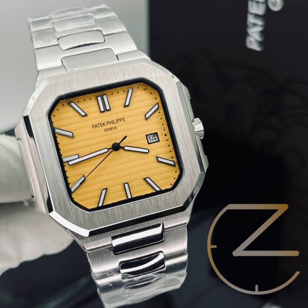 ساعت مچی پتک فیلیپ کوبیتوس سیلور صفحه زرد Pattek Philippe Cubitus Silver