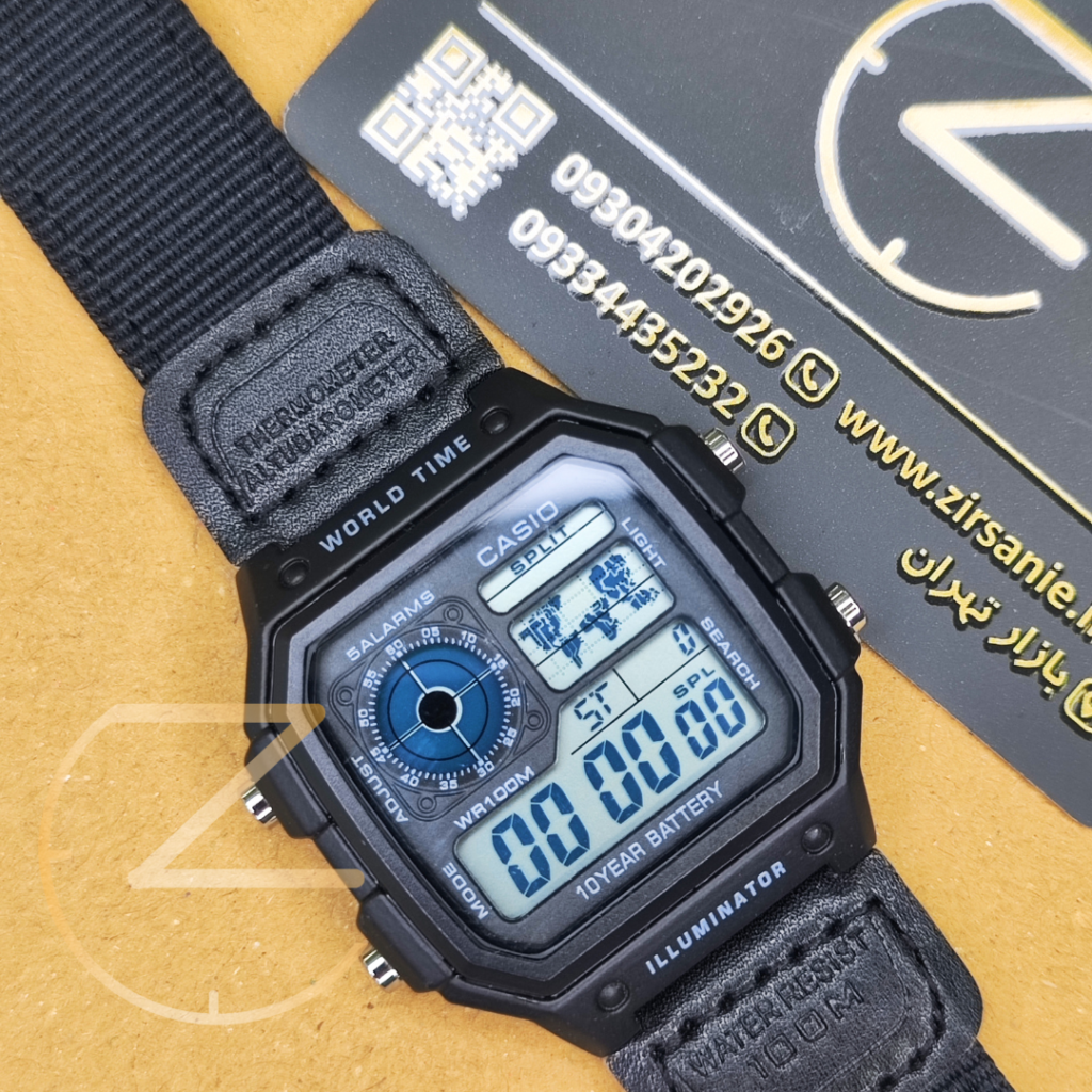 ساعت مچی کاسیو جهان نما برزنتی مشکی Casio world time
