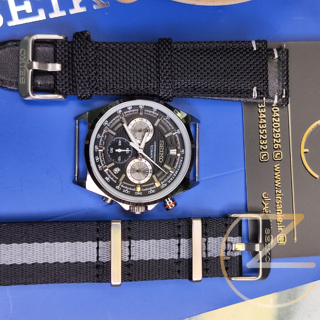 ساعت مچی سیکو برزنتی کرنوگراف مشکی SEIKO CHRONOGRARH