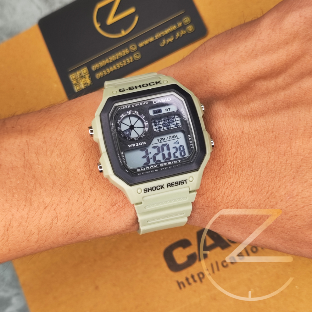ساعت مچی کاسیو جیشاک جهان نما پسته ای G-Shock Casio world time