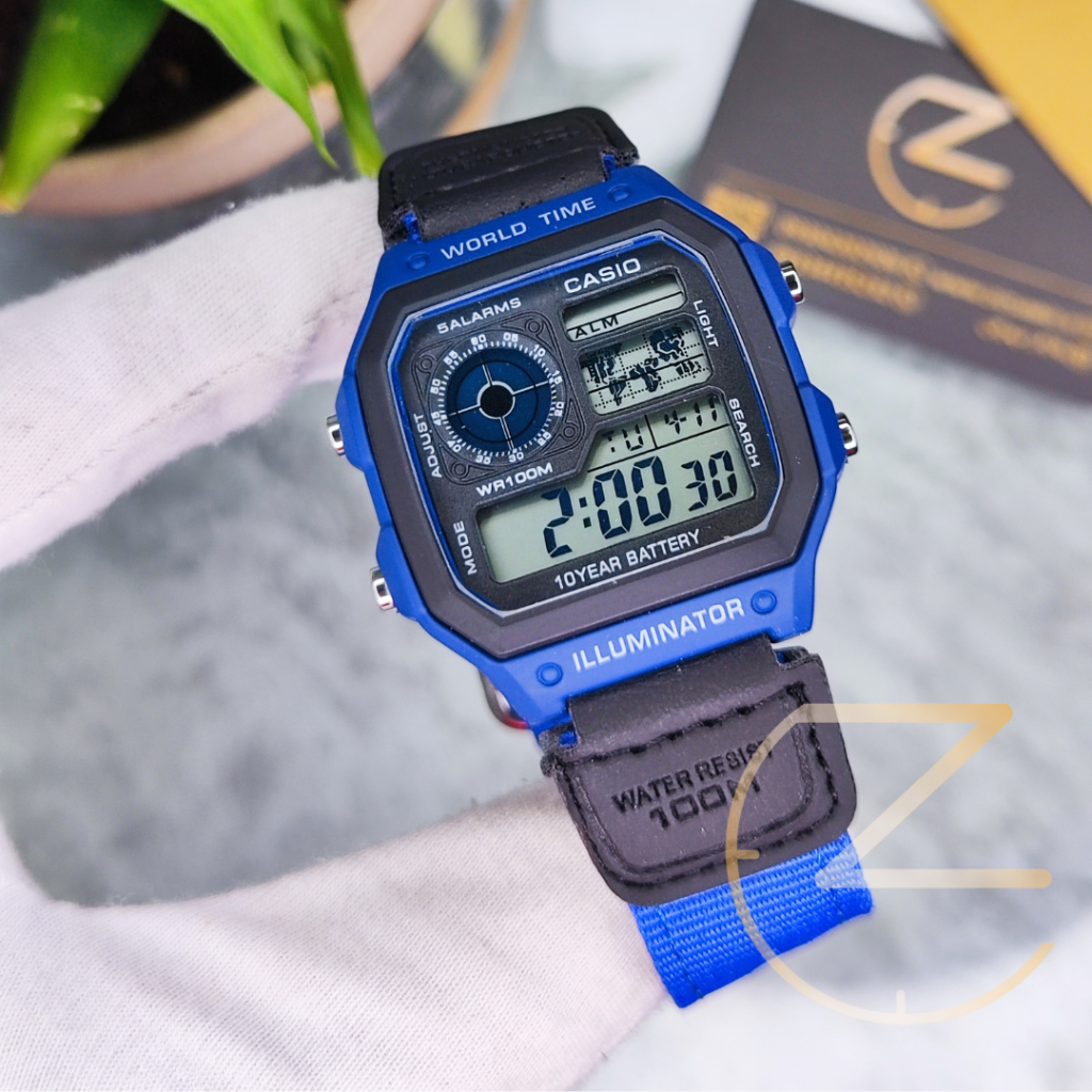 ساعت مچی کاسیو جهان نما برزنتی آبی Casio world time