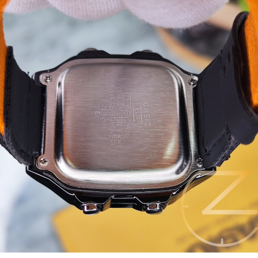 ساعت مچی کاسیو جهان نما برزنتی سبز مشکی بند عسلی Casio world time