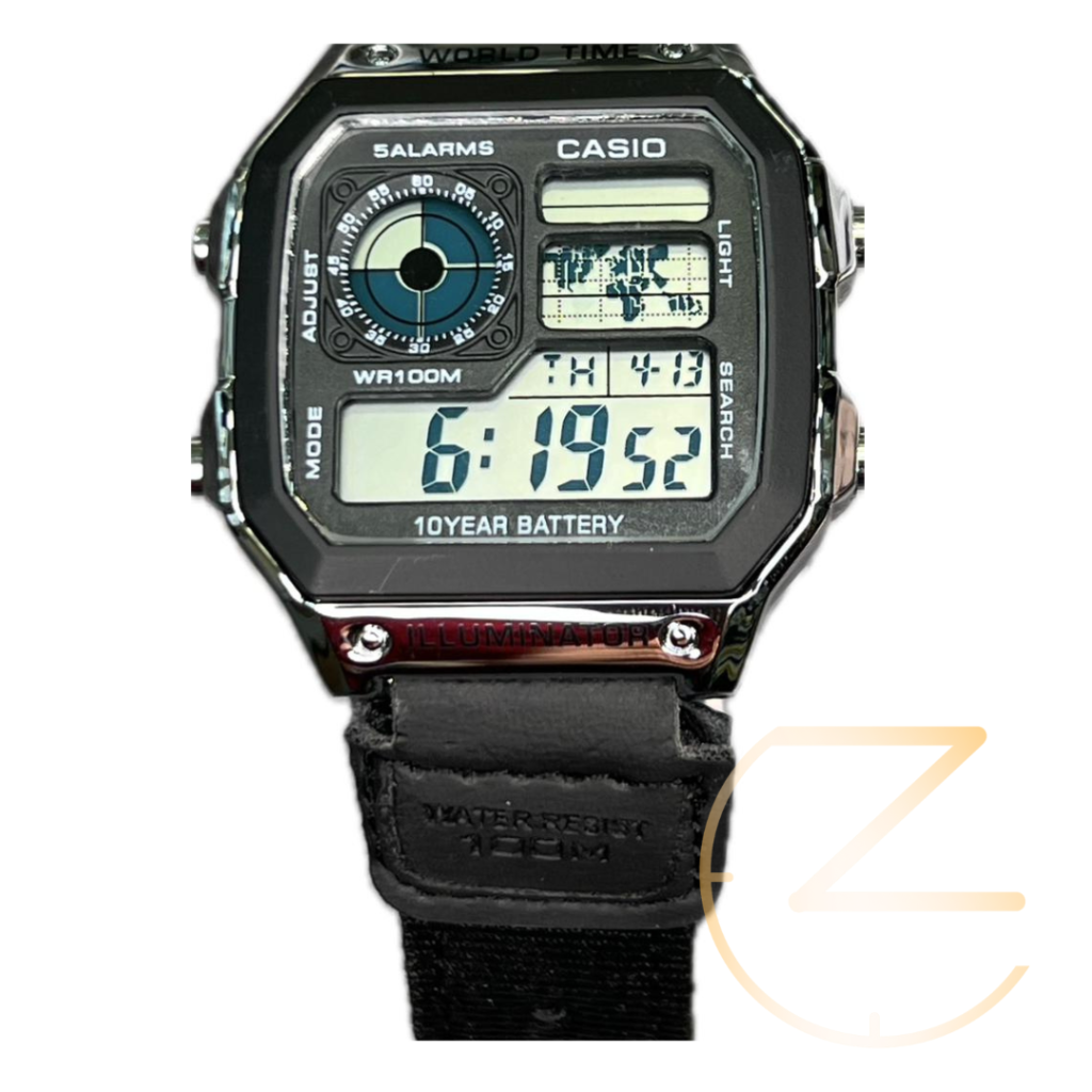 ساعت مچی کاسیو جهان نما برزنتی استیل مشکی بند مشکی Casio world time